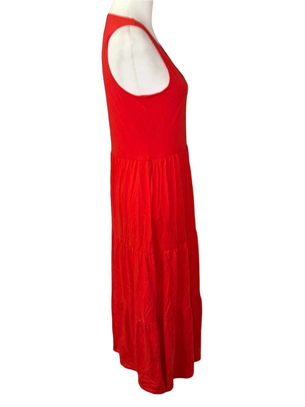 J. Crew Tiered knit maxi dress Bright Cerise Red sz XS cotton nwt new - Picture 6 of 11
